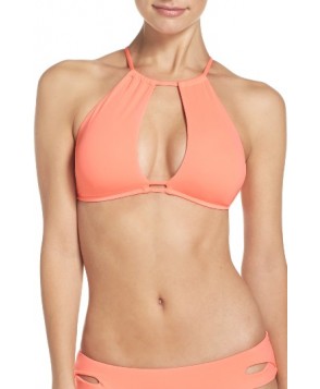  Becca Color Code Halter Bikini Top, Size D - Orange