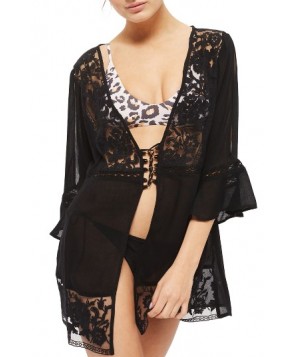 Topshop Lace Up Cover-Up Caftan - Black