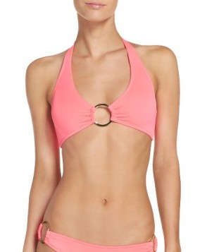 Milly Santorini Halter Bikini Top, Size Petite - Pink