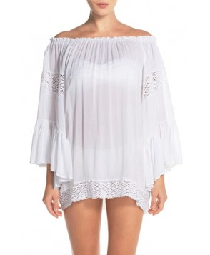 Surf Gypsy Crochet Inset Ombre Cover-Up Top  - White