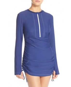 Mott 5 'Sonja' Long Sleeve Half Zip Convertible Swimdress  - Blue