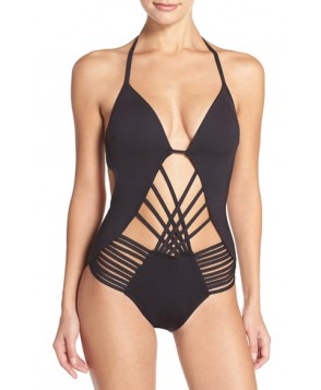 Kenneth Cole New York Push-Up One-Piece Swimsuit  - Black