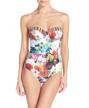 Ted Baker London 'Imari' Floral One-Piece Swimsuit4DD/E (DD/3D US) - Pink