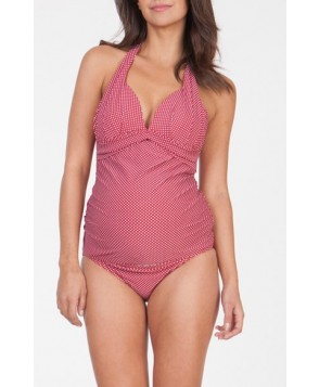 Seraphine 'Lila' Two-Piece Tankini Maternity Swimsuit  - Red