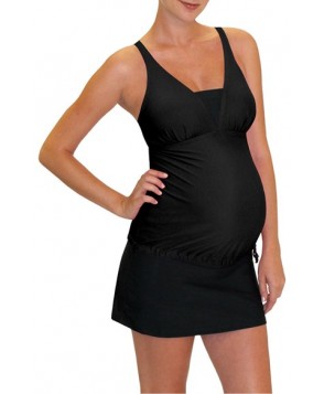 Mermaid Maternity Tankini Top  - Black