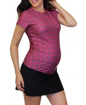 Mermaid Maternity Short Sleeve Maternity Rashguard  - Pink