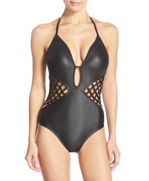 Kenneth Cole New York 'After Midnight' Halter One-Piece Swimsuit  - Black