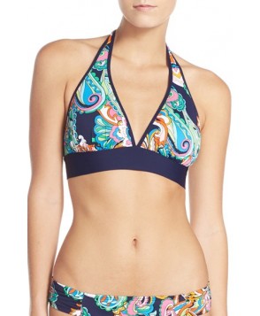 Tommy Bahama Reversible Halter Bikini Top - Blue/green