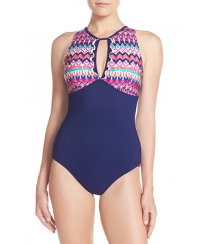 Profile By Gottex High Neck One-Piece Swimsuit - Blue