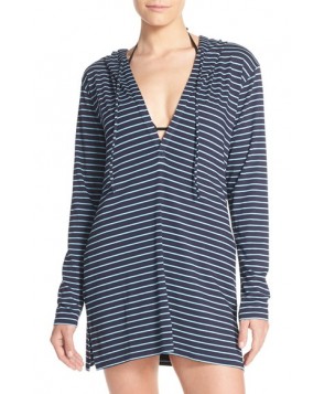 Tommy Bahama Stripe Hoodie Cover-Up  - Blue