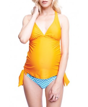 Maternal America 'Josie' Maternity Tankini Swimsuit - Orange