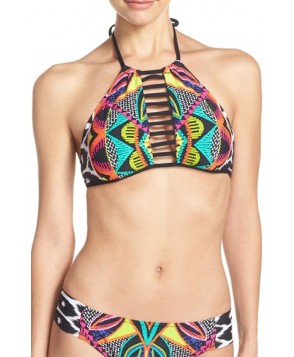 Trina Turk 'Africana' High Neck Bikini Top  - Black