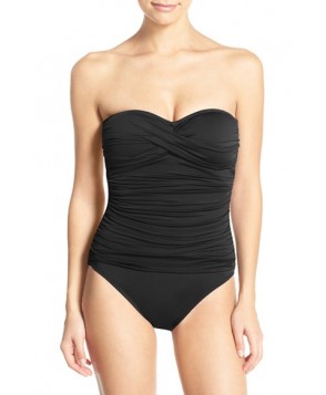 La Blanca Twist Front Bandeau One-Piece Swimsuit  - Black