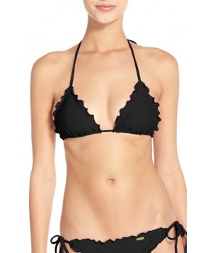 Luli Fama 'Wavy' Bikini Top  - Black