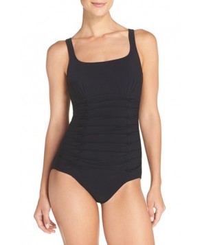 Profile By Gottex Shirred Waist One-Piece Swimsuit - Black