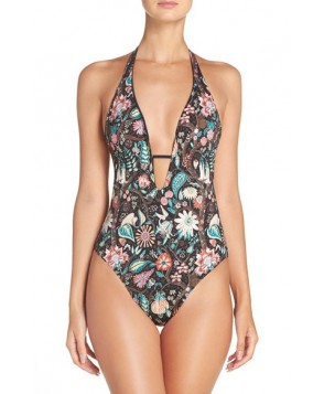 L Space Liberty Floracopa Print One-Piece Swimsuit  - Black