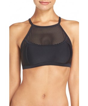 Zella Mesh Inset Bikini Top - Black