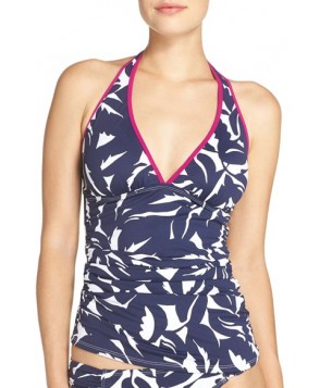 Tommy Bahama Leaf Print Halter Tankini Top