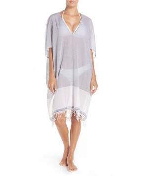 Caslon Fringe Cover-Up Tunic /Large - Blue