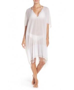 Caslon Fringe Cover-Up Tunic /Large - Beige