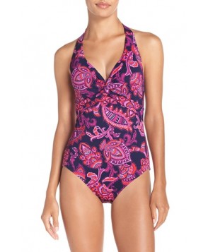 Tommy Bahama 'Jacobean' Halter One-Piece Swimsuit  - Pink