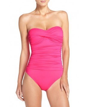 La Blanca Twist Front Bandeau One-Piece Swimsuit  - Pink