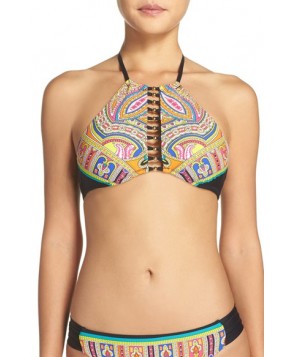 Trina Turk 'Nepal' High Neck Bikini Top - Black