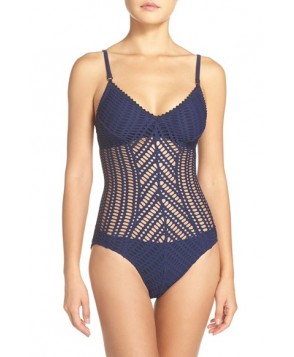 Robin Piccone 'Sophia' Cutout One-Piece Swimsuit  - Blue