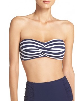 Tommy Bahama Breton Stripe Bandeau Bikini Top  - Blue