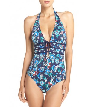 Tommy Bahama Halter One-Piece Swimsuit  - Blue