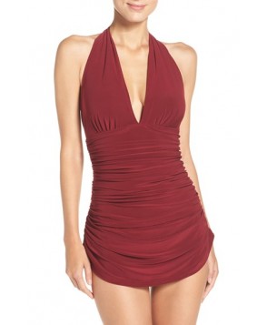 Magicsuit 'Yvonne' Halter One-Piece Swimsuit  - Burgundy