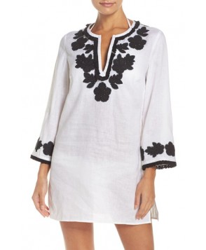 Tory Burch Applique Cover-Up Tunic  - Ivory