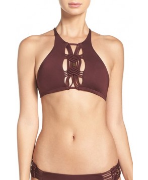 Dolce Vita Macrame High Neck Bikini Top  - Brown