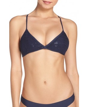  Pilyq Sequin Bikini Top, Size D - Blue