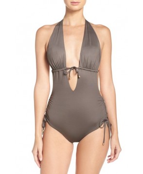 Vitamin A Brena Halter One-Piece Swimsuit - Grey