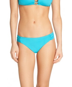 Trina Turk Shirred Side Bikini Bottoms - Blue/green