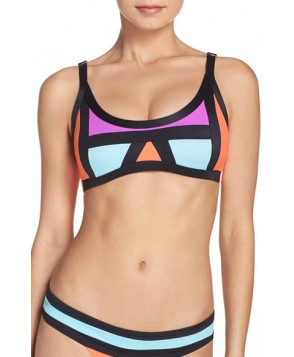 Pilyq Colorblock Bikini Top - Coral