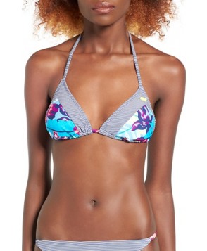 Roxy Line It Up Tiki Triangle Bikini Top  - Blue