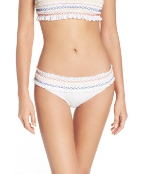 Tory Burch Costa Smocked Hipster Bikini Bottoms