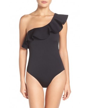 Ted Baker London Ruffle One-Piece Swimsuit  - Black