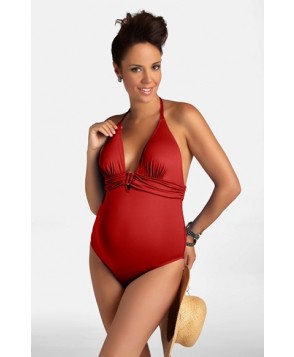 Pez D'Or One-Piece Maternity Swimsuit  - Burgundy