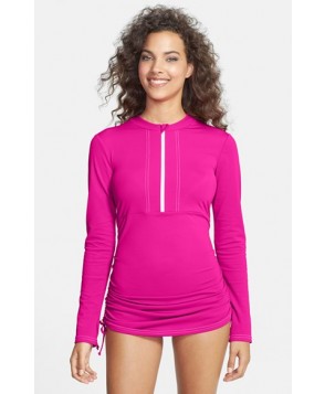 Mott 5 'Sonja' Long Sleeve Half Zip Convertible Swimdress  - Pink