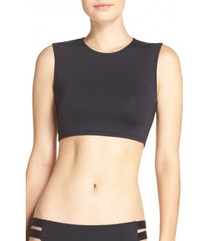 Vince Camuto Strappy Cropped Bikini Top  - Black