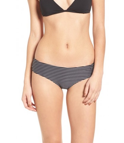 O'Neill Bicoastal Stripe Ruched Bikini Bottoms  - Black