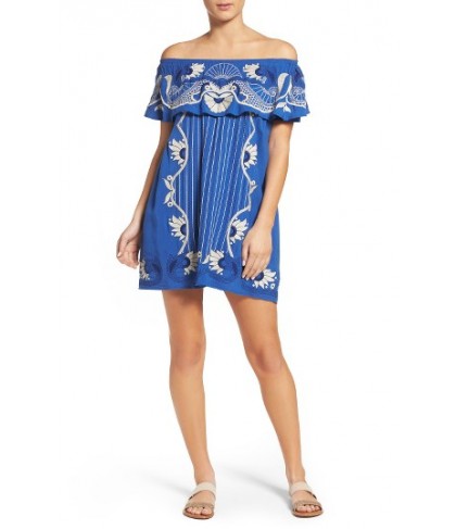 Red Carter Off The Shoulder Cover-Up Dress - Blue