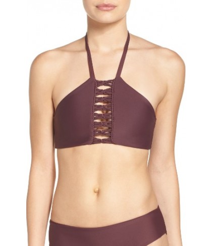 Mikoh West Oz Halter Bikini Top - Burgundy