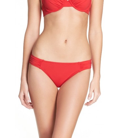 Tommy Bahama Side Shirred Hipster Bikini Bottoms - Red
