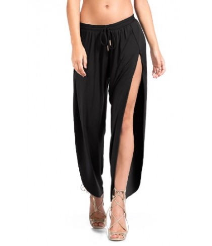 Robin Piccone Side Split Cover-Up Pants - Black