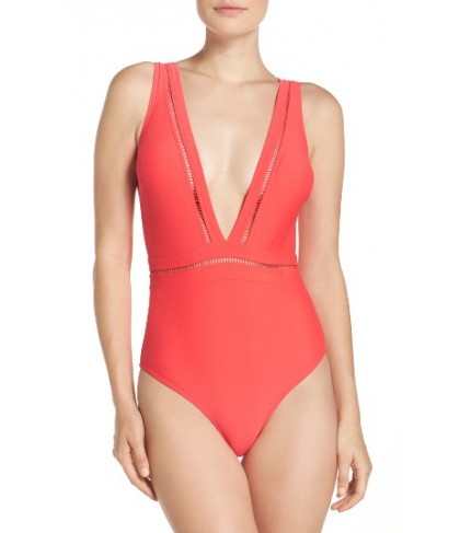 Ted Baker London Plunge One Piece Swimsuit - Orange