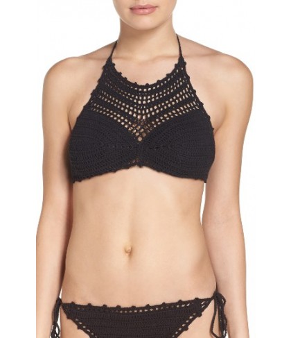 The Bikini Lab Take It Crochet Bikini Top  - Black